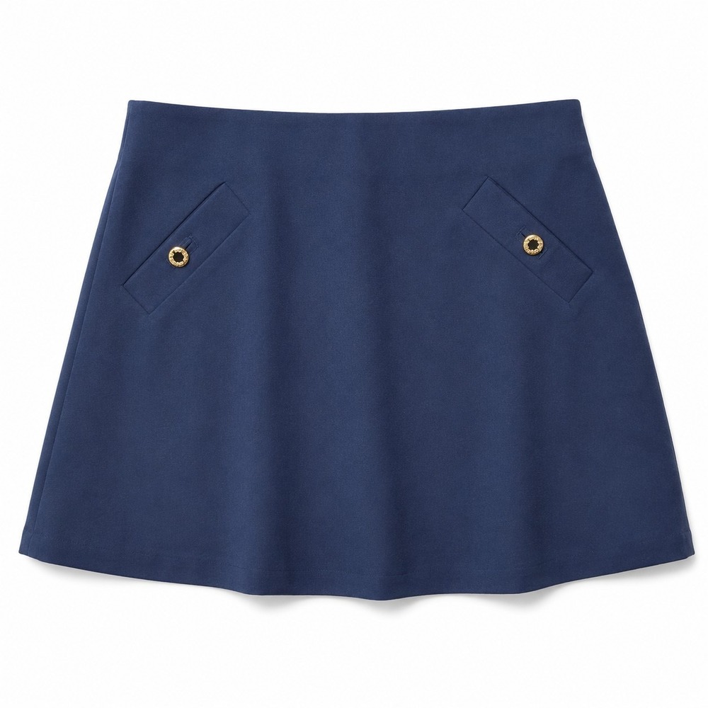 LILLY PULITZER Madison Skort Sz L Blue Gold-Tone Logo Buttons Athleisure Skirt